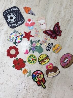 Collection of Colorful Iron-on and Sew-on Patches